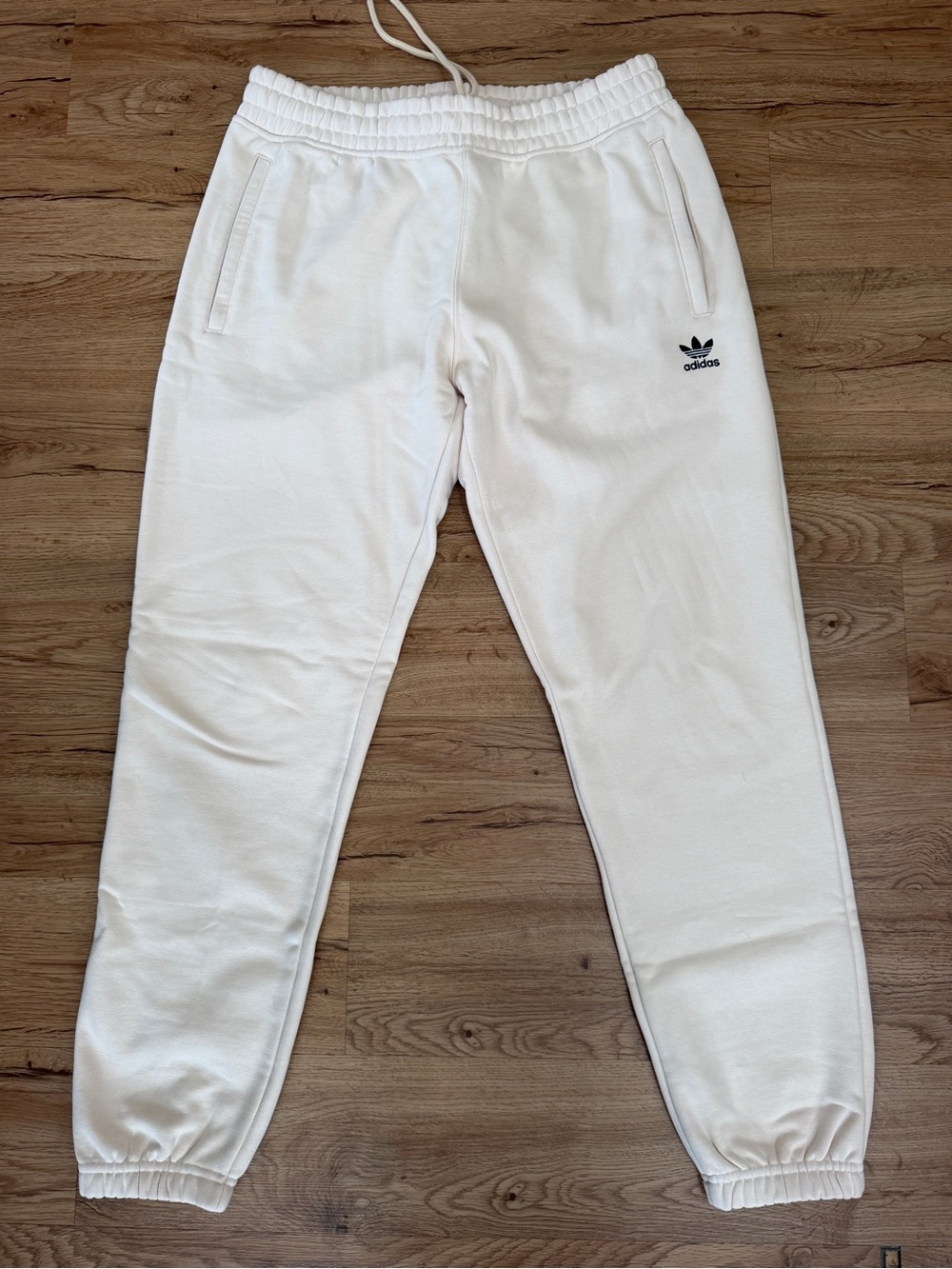 adidas men’s White Trefoil Joggers